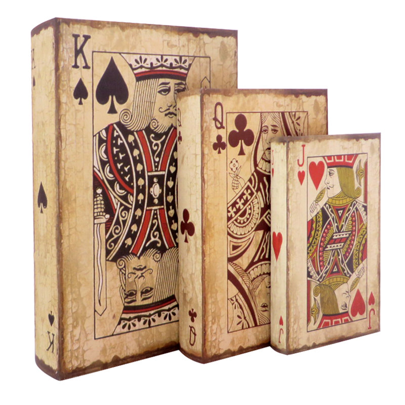 Jeco Inc. 3 Piece Playing Cards Storage Wood Book Box Set & Reviews